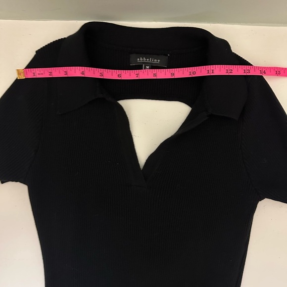 Abbeline Black Open Back Ribbed Knit Collard Dress Size Medium - Picture 9 of 10